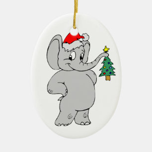 ElefantSanta hatt Julgransprydnad Keramik