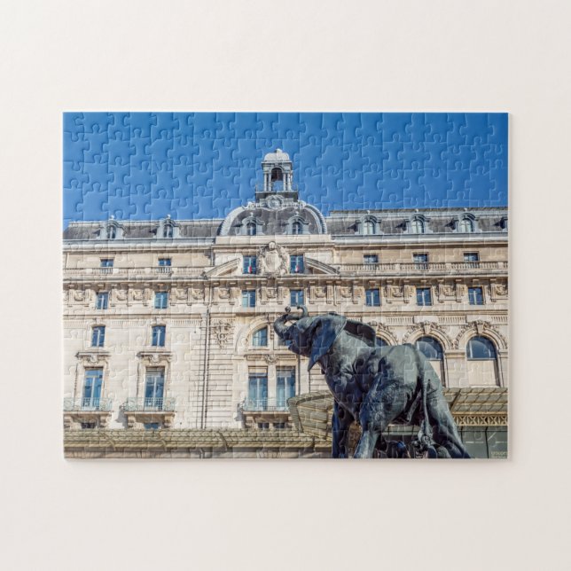Elefantstaty utanför museum d'Orsay i Paris Pussel (Horisontell)
