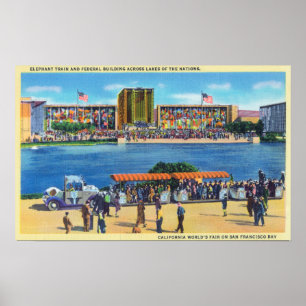 Elefanttåg och federal Bldg, CA-världsmässa Poster