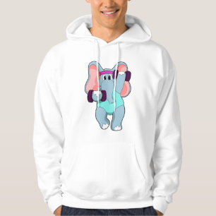 Elefantutbildning vid styrkeutbildning med dumbbel hoodie