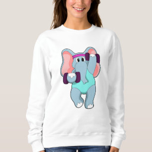 Elefantutbildning vid styrkeutbildning med dumbbel t shirt