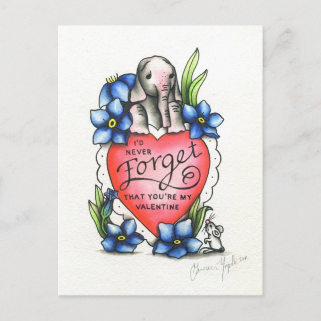 Elefantvalentin Helg Vykort (Framsida)