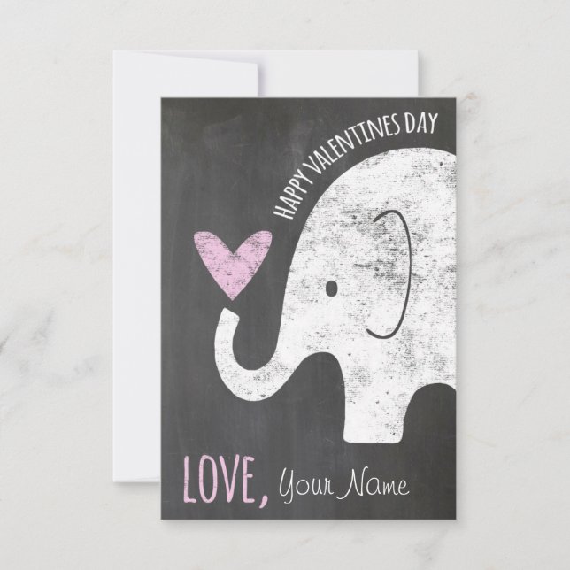 Elefantvalentines day lurar kortet för klassrum inbjudningar (Framsida)