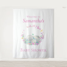 Eleftant Sleeping Butterflies Baby Shower BackDrop