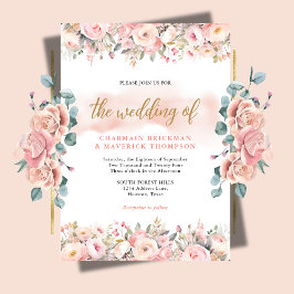 Elegalistisk minimalistisk Rosa Blommigt Ram Bröll Inbjudningar
