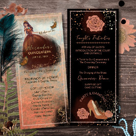 ElegaLuxe Metallisk Koppar Quinceanera Program