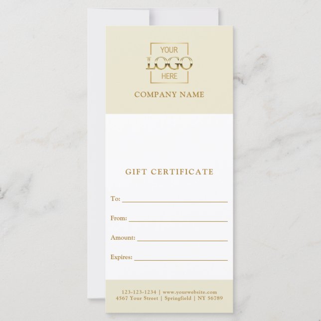 Elegan Beige Minimalist Custom Business Gift Card (Framsida)