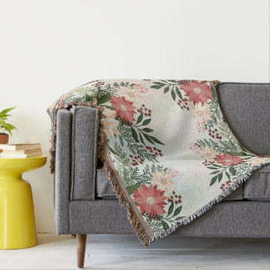 Elegan Festive jul Poinsettia Helgdag Filt