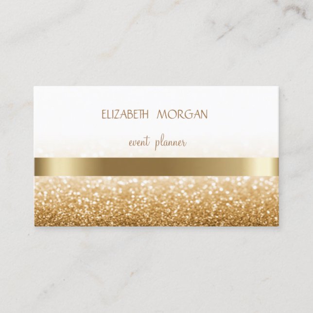 Elegan Modern Simple Glittery Bokeh ,Guld Rand Visitkort (Framsida)