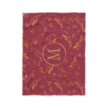 Elegan monogram guld berry marsala rosa mönster