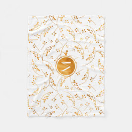 Elegan monogram guld berry mönster på vitt fleecefilt