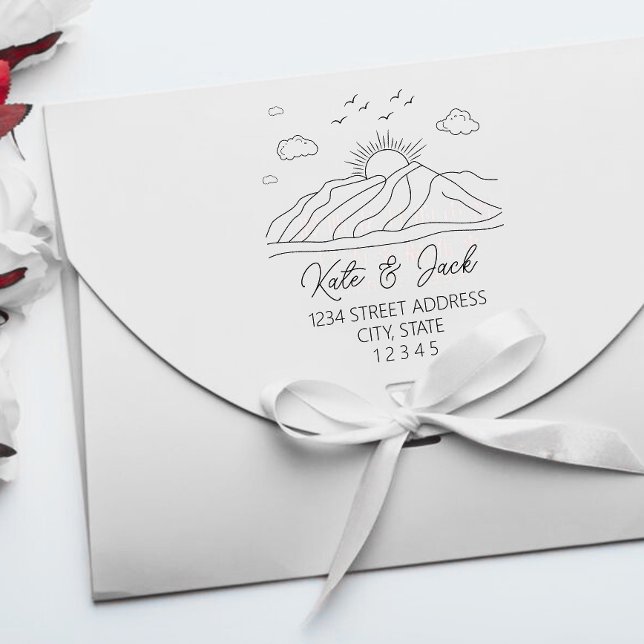 Elegan Mountains Bröllop Returadress Stämpel (Skapare uppladdad)