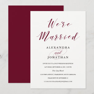 Elegan typografi Marsala efterbröllopsceremoni Inbjudningar