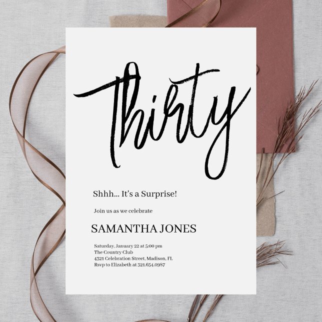 Elegan White och Black Thirty 30års födelsedag Par Inbjudningar (Skapare uppladdad)