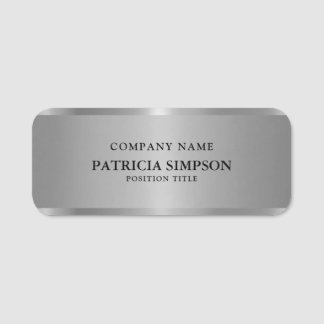 Elegance and Flair: Luxury Brushed Silver Metallic Namnbricka