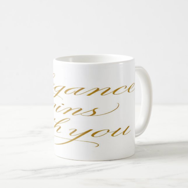 Elegance Begins With You: Motivational Quote Kaffemugg (Framsida höger)