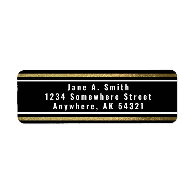Elegance Black and Gold Foil-etikett Returadress Etikett (Framsidan)