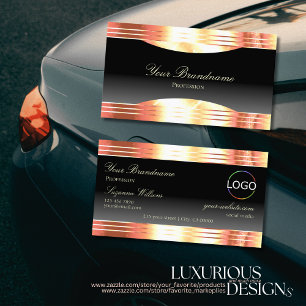 Elegance Black med Ro Guld Gräns och Logotyp Visitkort