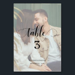 Elegance Calligraphy Script Faded Photo Bröllop Bordsnummer<br><div class="desc">Modern och elegant design skriver ut Bordsnumret Elegance Script Modern Faded Photo Bröllop som kan anpassas med din text och lägga till varje bordsnummer-kort i din kundvagn, en efter en. Klicka på knappen "Anpassa" och använda verktyg som är utformat för att ändra mallen. Kolla in Graphic Art Design-arkivet för andra...</div>