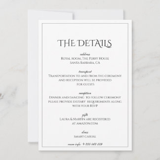 Elegance Classic-text baserad Information Inbjudningar