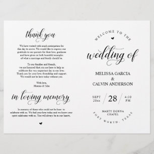 Elegance Classy Bröllop Ceremony Folable Program