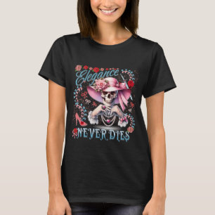 Elegance dör aldrig Rosa Skull T Shirt