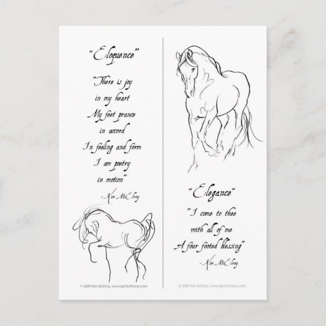 Elegance Eloquent Horse Bookmark Vykort (Framsida)