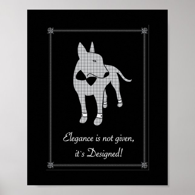 Elegance English Bull Terrier black tie art Poster (Framsidan)