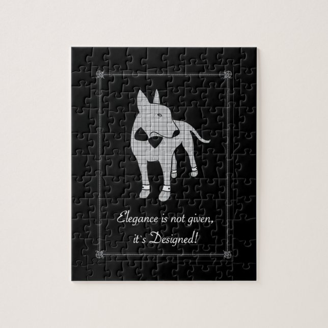 Elegance English Bull Terrier black tie art Pussel (Vertikal)