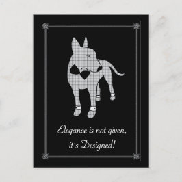 Elegance English Bull Terrier black tie art Vykort