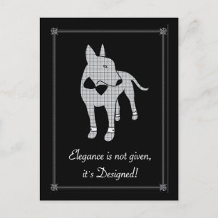 Elegance English Bull Terrier black tie art Vykort