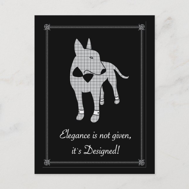 Elegance English Bull Terrier black tie art Vykort (Framsida)