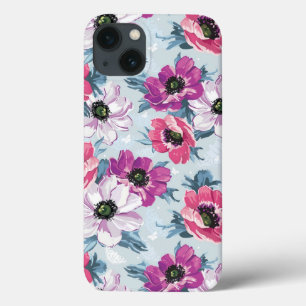 Elegance färg blommor mönster på blått