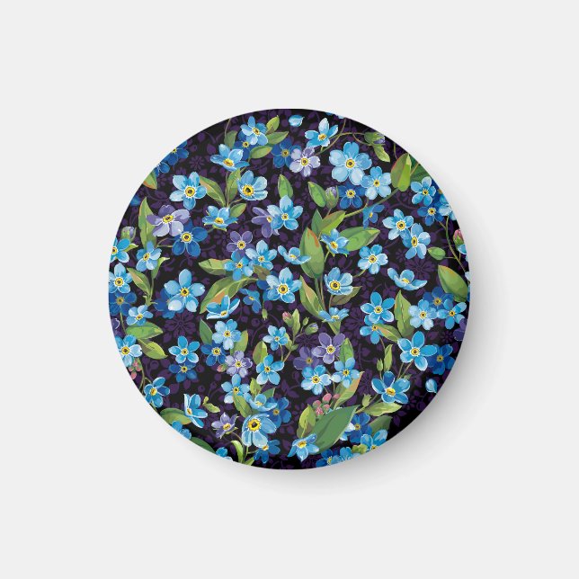Elegance Glöm-Me-Not-Blommönster Magnet (Framsidan)