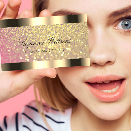 Elegance Golden Glitter Rosa Lilac och Guld Gräns Visitkort