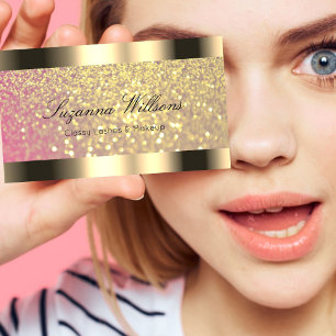 Elegance Golden Glitter Rosa Lilac och Guld Gräns Visitkort