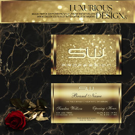 Elegance Golden Shimmer Sparkling Glitter Initiale Visitkort