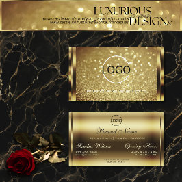 Elegance Golden Shimmer Sparkling Glitter och Logo Visitkort