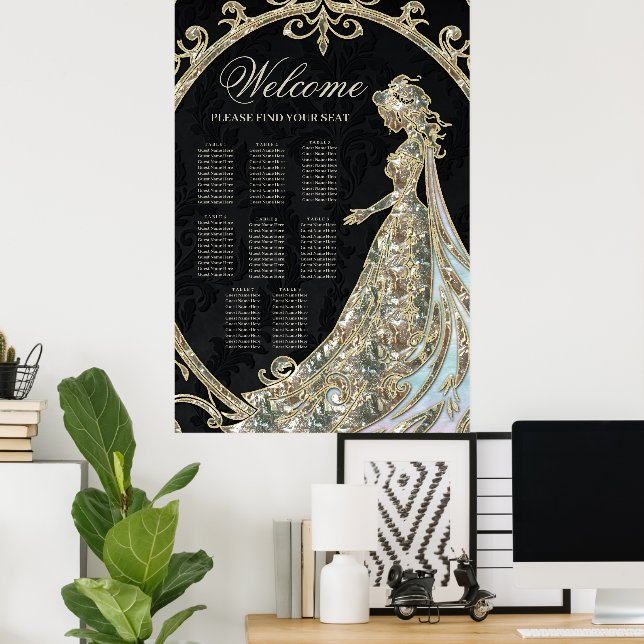 Elegance i guld och Black. Poster (Hemmakontoret)