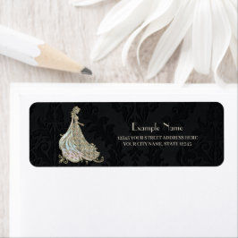 Elegance i guld och Black. Returadress Etikett