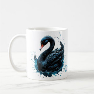 Elegance i rörelse, det svarta svan, kaffemugg