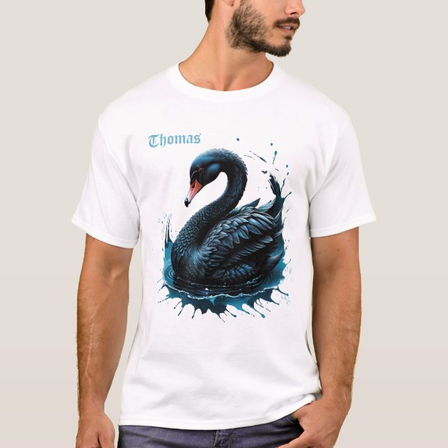 Elegance i rörelse, det svarta svan, t shirt (Framsida)