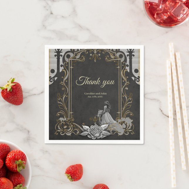 Elegance i silver och Black. Pappersservett (Insitu)