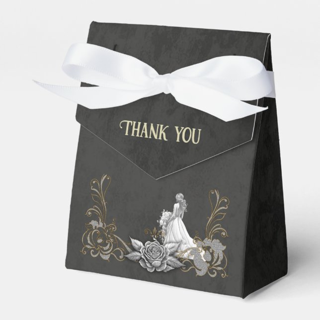 Elegance i silver och Black. Presentaskar (Framsidan Sidan)