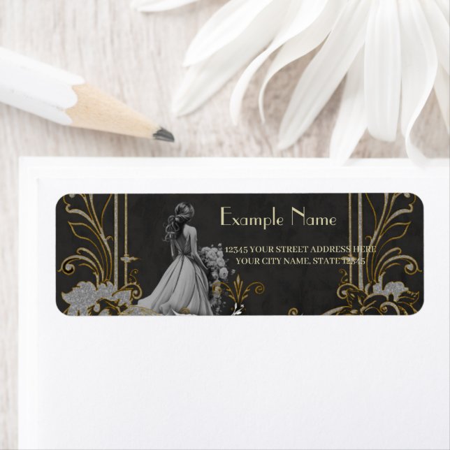 Elegance i silver och Black. Returadress Etikett (Insitu)