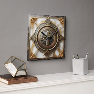 Elegance in Absolution Kor on Marble with Gilded Fyrkantig Klocka