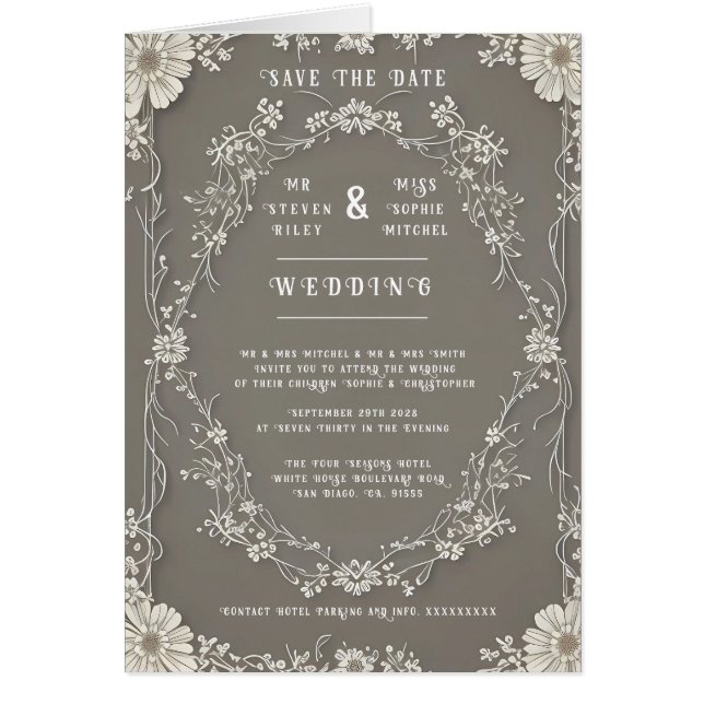 Elegance in Bloom Bröllop Collection Hälsningskort (Framsidan)