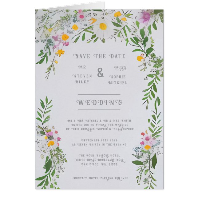 Elegance in Bloom Bröllop Collection Hälsningskort (Framsidan)