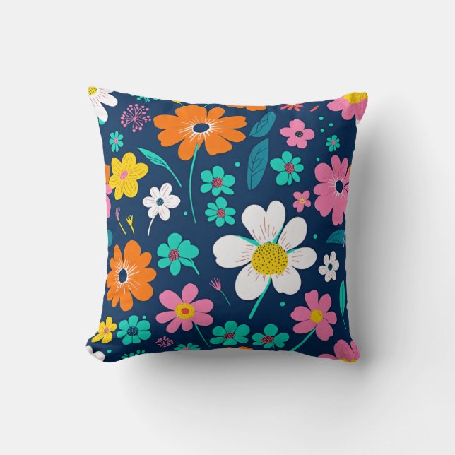 Elegance in Bloom - Vibrant Blommigt Kudde (Framsida)