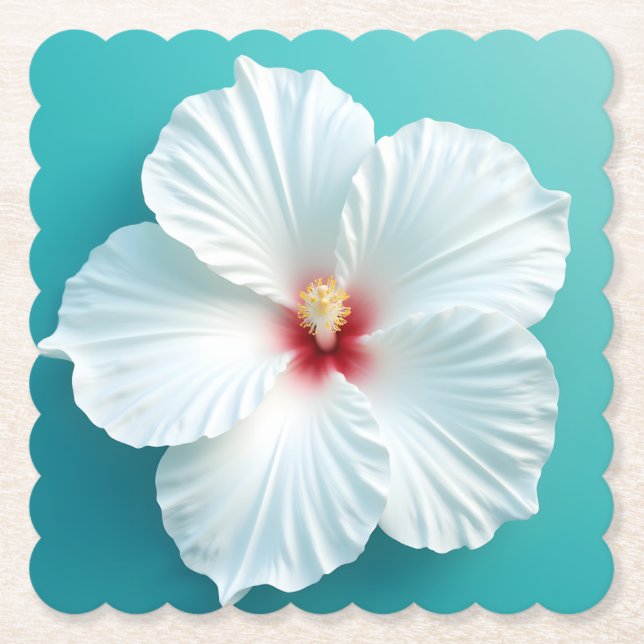 Elegance in Bloom: White Hibiscus Harmony Underlägg Papper (Framsida)
